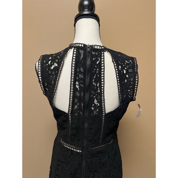 Bardot Splice Panel Lace Cutout Midi Dress in Black size 8 - Picture 5 of 6